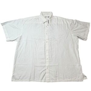 VTG Arjun Mens White Short Sleeve Button Down Shirt Big Size 5X Cotton Casual